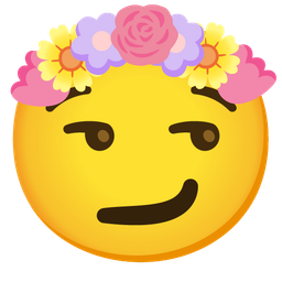 smirking face and tulip