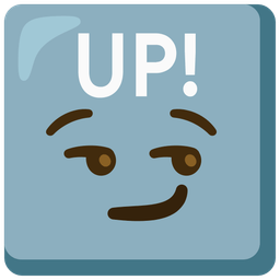 smirking face and UP! button