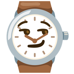 smirking face and watch