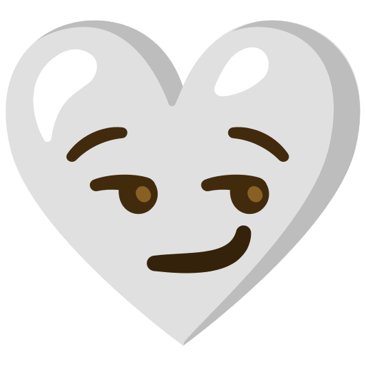 Smirking face and White heart