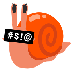 snail and face with symbols on mouth