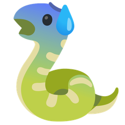 snake and anxious face with sweat