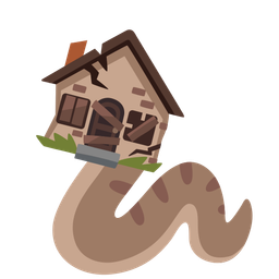 snake and derelict house