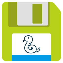 snake and floppy disk