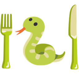 snake and fork and knife with plate