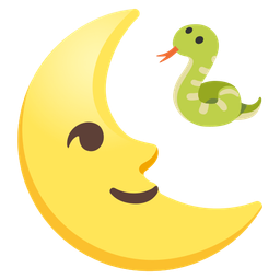snake and last quarter moon face