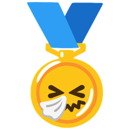 sneezing face and 1st place medal