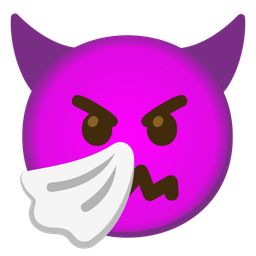 sneezing face and angry face with horns