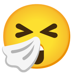 sneezing face and astonished face