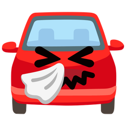 sneezing face and automobile