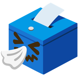 sneezing face and ballot box with ballot