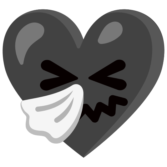 Sneezing face and Black heart
