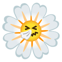 sneezing face and blossom