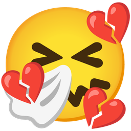 sneezing face and broken heart