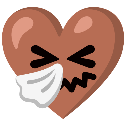 Sneezing face and Brown heart