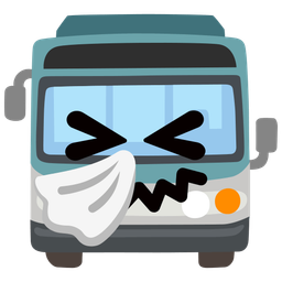 sneezing face and bus