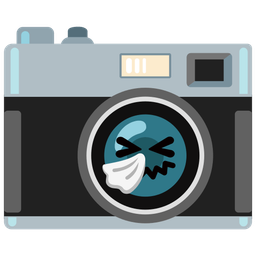 sneezing face and camera