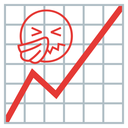 sneezing face and chart increasing