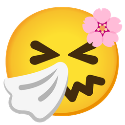 sneezing face and cherry blossom