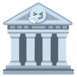 sneezing face and classical building