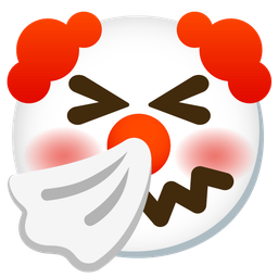 sneezing face and clown face