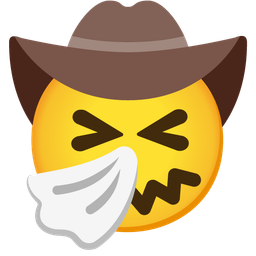 sneezing face and cowboy hat face