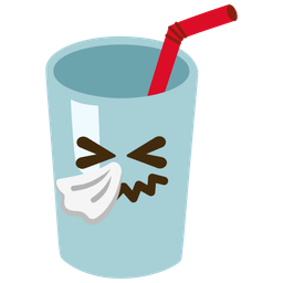 sneezing face and cup with straw