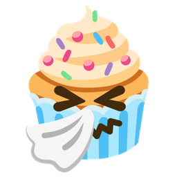 sneezing face and cupcake