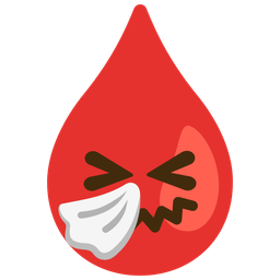 sneezing face and drop of blood