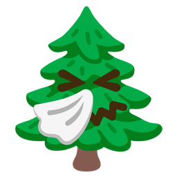 sneezing face and evergreen tree