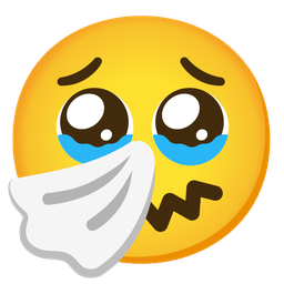 sneezing face and face holding back tears