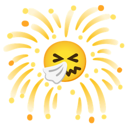 sneezing face and fireworks