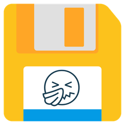 sneezing face and floppy disk