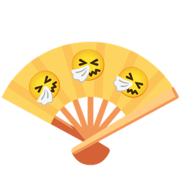 sneezing face and folding hand fan