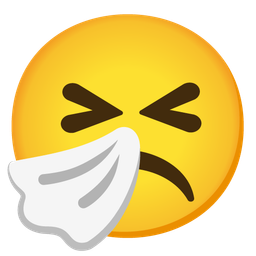 sneezing face and frowning face