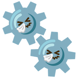 sneezing face and gear