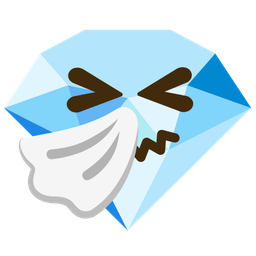 sneezing face and gem stone