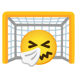 sneezing face and goal net
