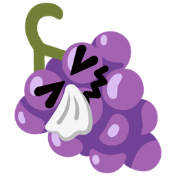 sneezing face and grapes