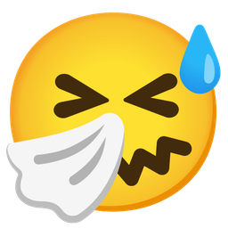 Sneezing face and Grinning face with sweat