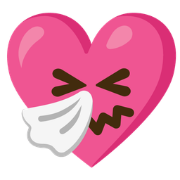 sneezing face and heart with ribbon
