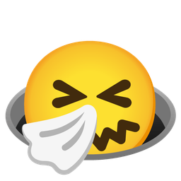 sneezing face and hole