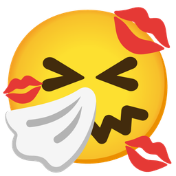 sneezing face and kiss mark