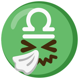 sneezing face and Libra