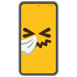 sneezing face and mobile phone