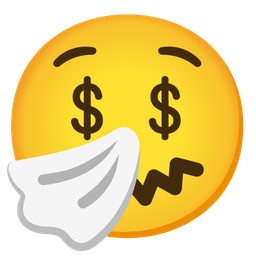 Sneezing face and Money-mouth face
