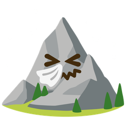 sneezing face and mountain