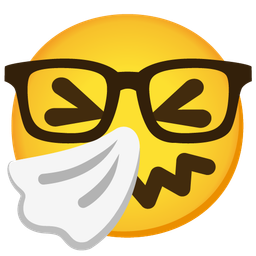 sneezing face and nerd face