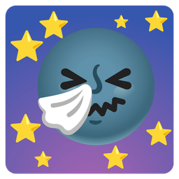 sneezing face and new moon face