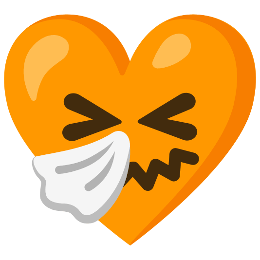 Sneezing face and Orange heart